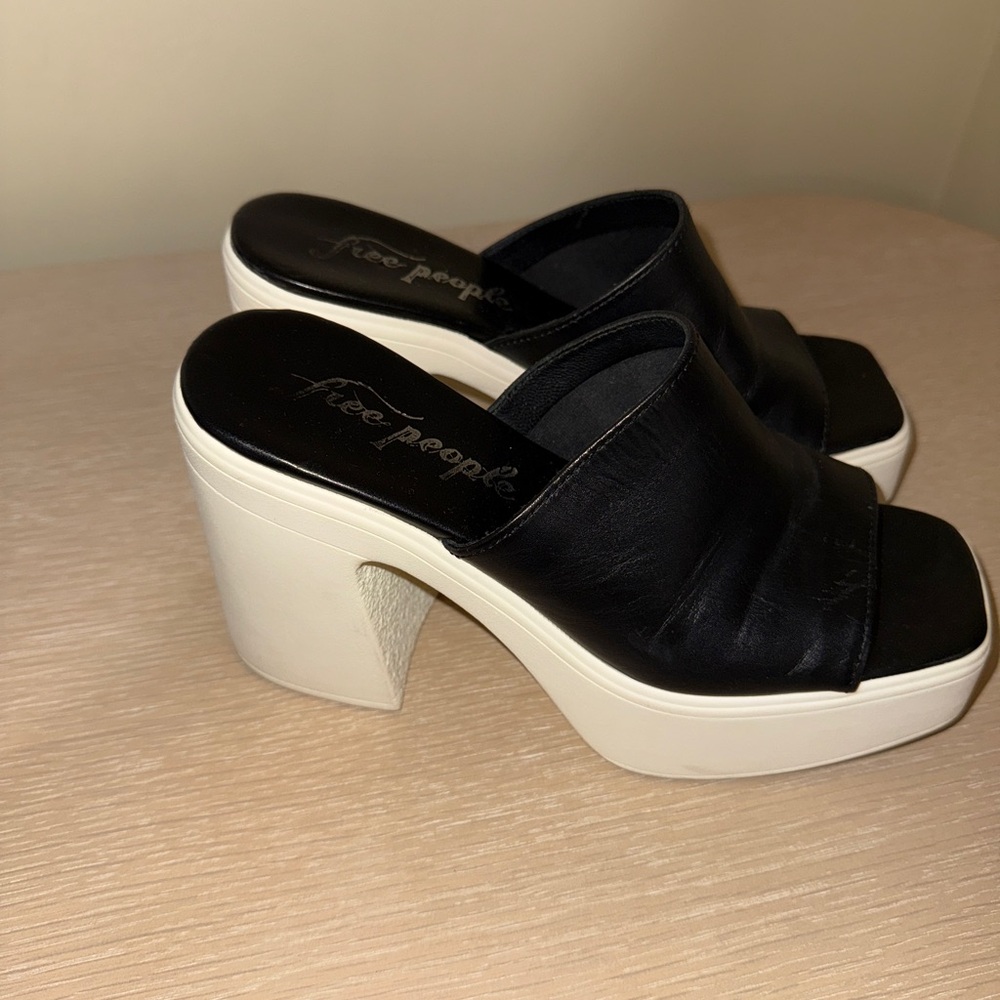 Free People Black and White Women's Platform Sandals